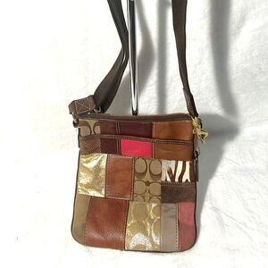Coach  Patchwork Brown Leather Crossbody Bag #10439